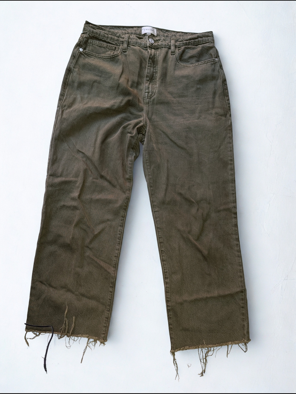 Frame Denim Olive Utility High-Rise Jeans